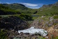 A block of melted ice in the mountains