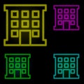 block neon color set icon. Simple thin line, outline vector of building landmarks icons for ui and ux, website or mobile Royalty Free Stock Photo