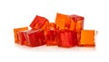 Block of orange jelly cubes