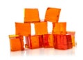 Block of orange jelly cubes
