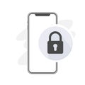 block the phone, locked smartphone screen simple grey , padlock icon, vector illustration