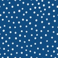 Block print polka dot pattern on blue