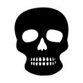 Block print vector skull isolated illustration. Macabre skeleton tattoo style low brow icon.