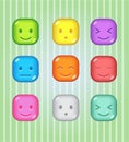 Block puzzle colorful candy button glossy jelly in different color. Royalty Free Stock Photo