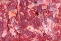 Block of red raw beef meat scraps used for raw feeding of dogs or cats Royalty Free Stock Photo