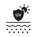 Block Solar Light Glyph Icon. Sun Shield and Protection Skin of UV Rays Silhouette Icon. Skin Care and SPF Cream for