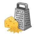 Block of Swiss Cheese with a Silver Grater and Pile of Shredded Cheese Royalty Free Stock Photo
