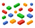 Block toy brick building icon. Isometric vector brick toy plastic set cube