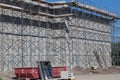 Block Wall with Scaffolding