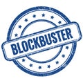 BLOCKBUSTER text on blue grungy round rubber stamp