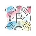 Blockchain bitcoin vector concept in trendy line with gradient flat color.