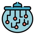 Blockchain block icon color outline vector
