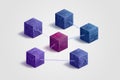 Blockchain blocks with nodes network concept Royalty Free Stock Photo
