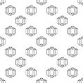 Blockchain Blocks vector thin line seamless pattern or linear background Royalty Free Stock Photo