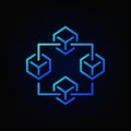 Blockchain blue vector icon. Block chain technology sign