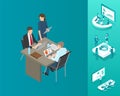 Blockchain Boss and Secretary Vector Illustration