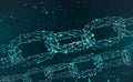 Blockchain. Chain of information blocks in cyberspace