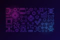 Blockchain colorful line banner. Vector minimal block-chain tech Royalty Free Stock Photo