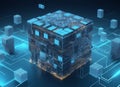 Blockchain concept. Big data binary code futuristic information technology, data flow. Royalty Free Stock Photo