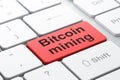 Blockchain concept: Bitcoin Mining on computer keyboard background Royalty Free Stock Photo