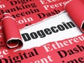 Blockchain concept: black text Dogecoin under the piece of torn paper Royalty Free Stock Photo