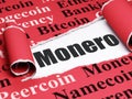 Blockchain concept: black text Monero under the piece of torn paper Royalty Free Stock Photo