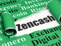 Blockchain concept: black text Zencash under the piece of torn paper Royalty Free Stock Photo