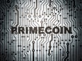 Blockchain concept: circuit board with Primecoin Royalty Free Stock Photo