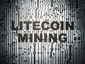 Blockchain concept: circuit board with Litecoin Mining