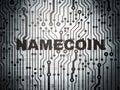 Blockchain concept: circuit board with Namecoin