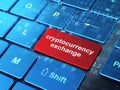 Blockchain concept: Cryptocurrency Exchange on computer keyboard background