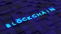 Blockchain concept illustration with glowing blue letters Royalty Free Stock Photo