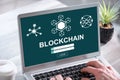 Blockchain concept on a laptop screen Royalty Free Stock Photo