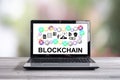 Blockchain concept on a laptop screen Royalty Free Stock Photo