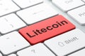 Blockchain concept: Litecoin on computer keyboard background Royalty Free Stock Photo
