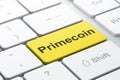 Blockchain concept: Primecoin on computer keyboard background Royalty Free Stock Photo