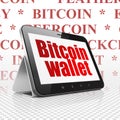 Blockchain concept: Tablet Computer with Bitcoin Wallet on display Royalty Free Stock Photo