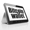 Blockchain concept: Tablet Computer with Bitcoin Wallet on display Royalty Free Stock Photo