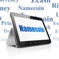 Blockchain concept: Tablet Computer with Namecoin on display