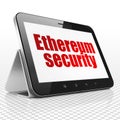 Blockchain concept: Tablet Computer with Ethereum Security on display Royalty Free Stock Photo