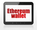 Blockchain concept: Tablet Pc Computer with Ethereum Wallet on display Royalty Free Stock Photo