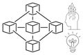 Blockchain Concept with Network Nodes and Innovation Icons for Technology and Brainstorming Royalty Free Stock Photo