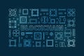 Blockchain concept vector line horizontal blue illustration Royalty Free Stock Photo