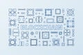 Blockchain concept vector linear horizontal blue banner Royalty Free Stock Photo
