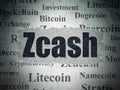 Blockchain concept: Zcash on Digital Data Paper background Royalty Free Stock Photo