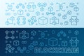 2 blockchain creative colored outline banners or backgrounds Royalty Free Stock Photo