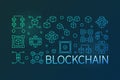 Blockchain cryptocurrency colored linear horizontal banner Royalty Free Stock Photo