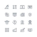 Blockchain and cryptocurrency line vector icons