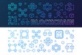 Blockchain cryptocurrency outline colored banners set Royalty Free Stock Photo