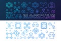 Blockchain cryptocurrency outline colored banners set